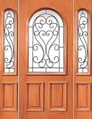 WDMA 60x96 Door (5ft by 8ft) Exterior Mahogany Insulated Radius Lite Front Door Two Sidelights 1