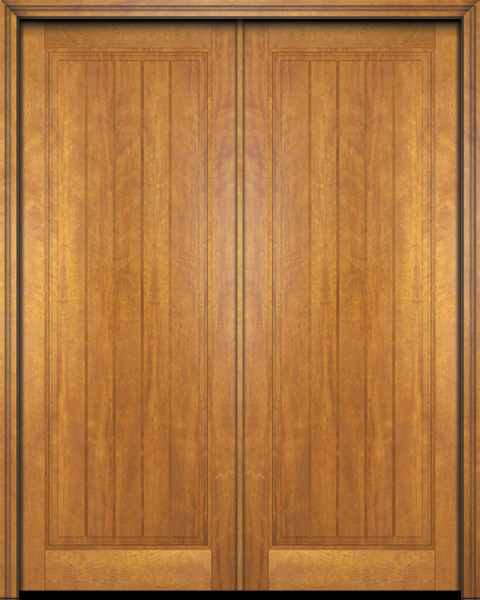 WDMA 60x96 Door (5ft by 8ft) Exterior Swing Mahogany Rustic-Old World Home Style 1 Panel V-Grooved Plank or Interior Double Door 1