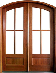 WDMA 60x96 Door (5ft by 8ft) Patio Swing Mahogany Tiffany TDL 4 Lite Double Door/Arch Top 1