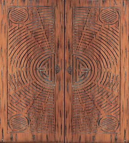 WDMA 60x96 Door (5ft by 8ft) Exterior Mahogany Chinese Style Hand Carved Double Door 1