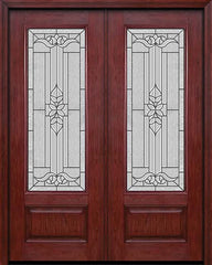 WDMA 60x96 Door (5ft by 8ft) Exterior Cherry 96in 3/4 Lite Double Entry Door Cadence Glass 1