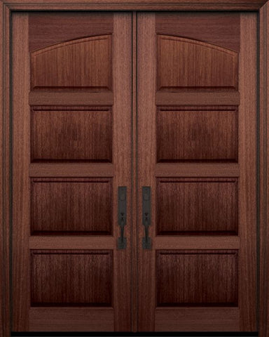 WDMA 60x96 Door (5ft by 8ft) Exterior Mahogany 96in Double Arch 4 Panel DoorCraft Door 1