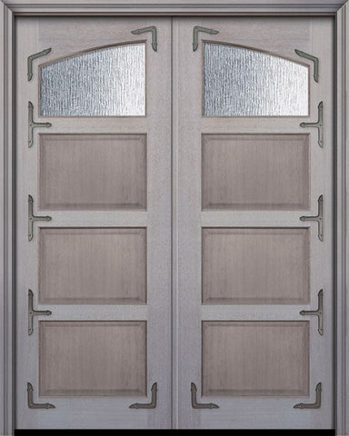 WDMA 60x96 Door (5ft by 8ft) Exterior Mahogany 96in Double 1 Lite Continental TDL Arch Lite DoorCraft Door w/Textured Glass 1