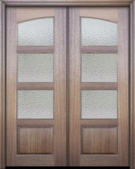 WDMA 60x96 Door (5ft by 8ft) Exterior Mahogany 96in Double 3 Lite Continental TDL Arch Lite DoorCraft Door w/Textured Glass 1