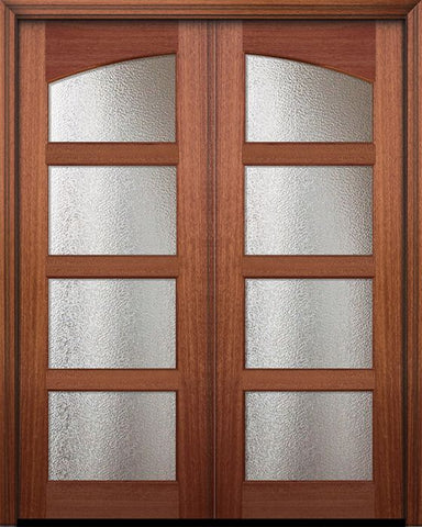 WDMA 60x96 Door (5ft by 8ft) Exterior Mahogany 96in Double 4 Lite Continental TDL Arch Lite DoorCraft Door w/Textured Glass 1