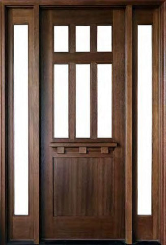 WDMA 60x96 Door (5ft by 8ft) Exterior Swing Mahogany Tuscany Glencoe Single Door/2Sidelight 1