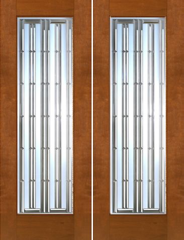 WDMA 60x96 Door (5ft by 8ft) Exterior Mahogany 2-1/4in Thick Contemporary Double Doors Art Glass 1