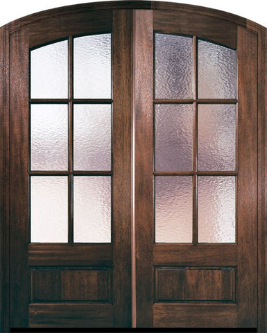 WDMA 60x96 Door (5ft by 8ft) Exterior Mahogany 96in Double 6 Lite Arch Top TDL DoorCraft Door w/Textured Glass 1