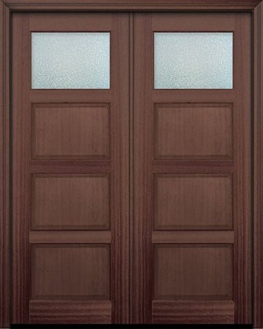 WDMA 60x96 Door (5ft by 8ft) Exterior Mahogany 96in Double 1 lite TDL Continental DoorCraft Door w/Textured Glass 1