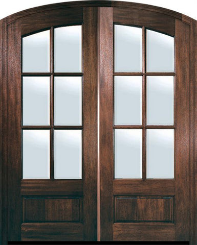 WDMA 60x96 Door (5ft by 8ft) Exterior Mahogany 96in Double 6 Lite Arch Top TDL DoorCraft Door w/Bevel IG 1