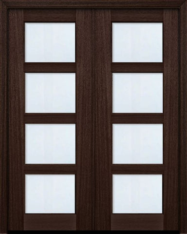WDMA 60x96 Door (5ft by 8ft) Exterior Mahogany 96in Double 4 lite TDL Continental DoorCraft Door w/Bevel IG 1