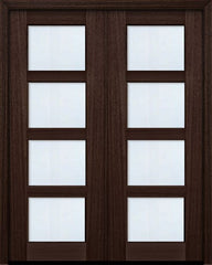 WDMA 60x96 Door (5ft by 8ft) Exterior Mahogany 96in Double 4 lite TDL Continental DoorCraft Door w/Bevel IG 1