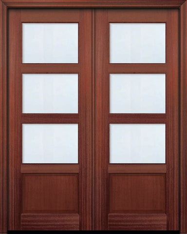 WDMA 60x96 Door (5ft by 8ft) Exterior Mahogany 96in Double 3 lite TDL Continental DoorCraft Door w/Bevel IG 1