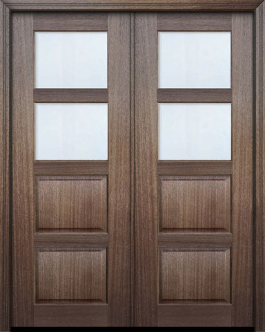 WDMA 60x96 Door (5ft by 8ft) Exterior Mahogany 96in Double 2 lite TDL Continental DoorCraft Door w/Bevel IG 1