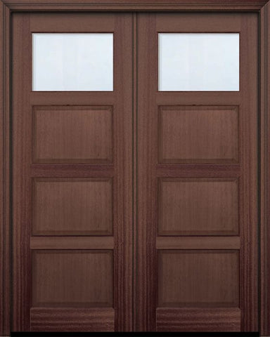 WDMA 60x96 Door (5ft by 8ft) Exterior Mahogany 96in Double 1 lite TDL Continental DoorCraft Door w/Bevel IG 1
