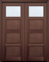 WDMA 60x96 Door (5ft by 8ft) Exterior Mahogany 96in Double 1 lite TDL Continental DoorCraft Door w/Bevel IG 1