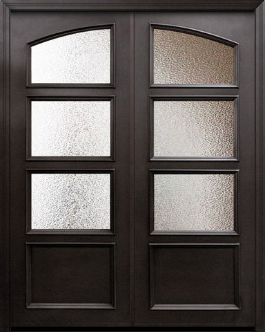 WDMA 60x96 Door (5ft by 8ft) Exterior 96in ThermaPlus Steel 1 Panel Square Top 3 Lite Continental Double Door w/ Textured Glass 1