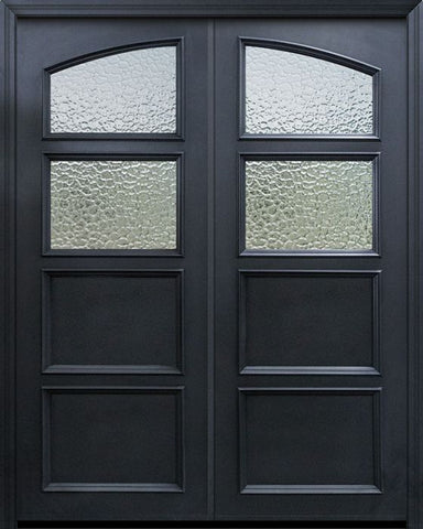 WDMA 60x96 Door (5ft by 8ft) Exterior 96in ThermaPlus Steel 2 Panel Square Top 2 Lite Continental Double Door w/ Textured Glass 1