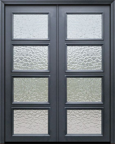 WDMA 60x96 Door (5ft by 8ft) Exterior 96in ThermaPlus Steel 4 Lite Continental Double Door w/ Textured Glass 1