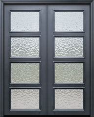 WDMA 60x96 Door (5ft by 8ft) Exterior 96in ThermaPlus Steel 4 Lite Continental Double Door w/ Textured Glass 1