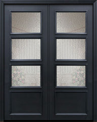 WDMA 60x96 Door (5ft by 8ft) Exterior 96in ThermaPlus Steel 3 Lite 1 Panel Continental Double Door w/ Textured Glass 1