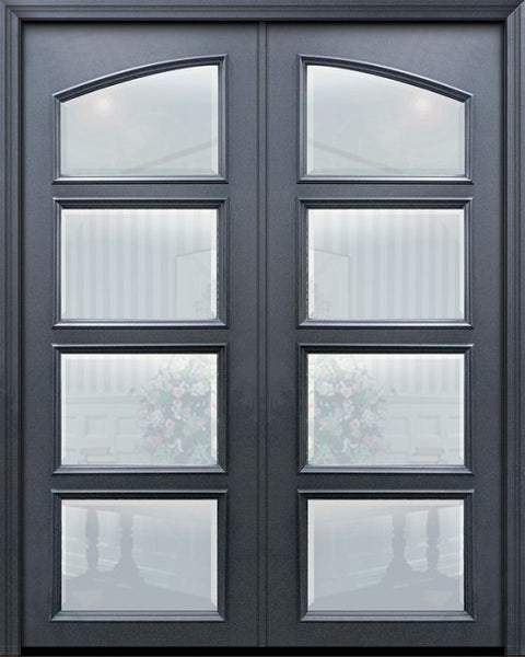 WDMA 60x96 Door (5ft by 8ft) Exterior 96in ThermaPlus Steel Square Top 4 Lite Continental Double Door w/ Beveled Glass 1
