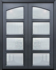 WDMA 60x96 Door (5ft by 8ft) Exterior 96in ThermaPlus Steel Square Top 4 Lite Continental Double Door w/ Beveled Glass 1