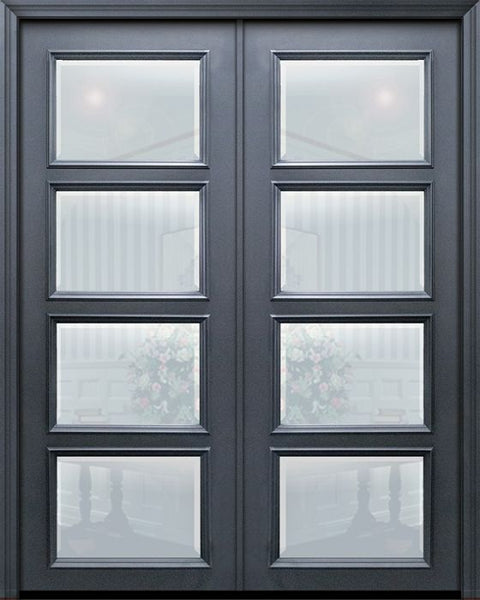 WDMA 60x96 Door (5ft by 8ft) Exterior 96in ThermaPlus Steel 4 Lite Continental Double Door w/ Beveled Glass 1
