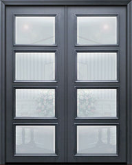 WDMA 60x96 Door (5ft by 8ft) Exterior 96in ThermaPlus Steel 4 Lite Continental Double Door w/ Beveled Glass 1