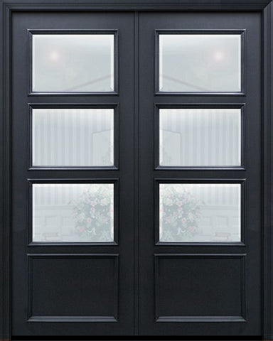 WDMA 60x96 Door (5ft by 8ft) Exterior 96in ThermaPlus Steel 3 Lite 1 Panel Continental Double Door w/ Beveled Glass 1