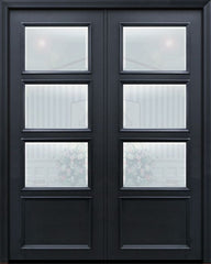 WDMA 60x96 Door (5ft by 8ft) Exterior 96in ThermaPlus Steel 3 Lite 1 Panel Continental Double Door w/ Beveled Glass 1