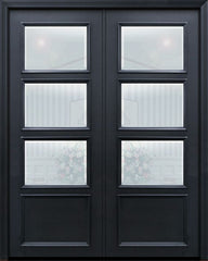 WDMA 60x96 Door (5ft by 8ft) Exterior 96in ThermaPlus Steel 3 Lite 1 Panel Continental Double Door w/ Beveled Glass 1