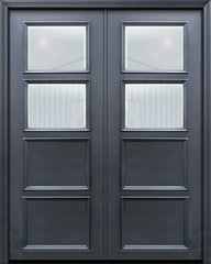 WDMA 60x96 Door (5ft by 8ft) Exterior 96in ThermaPlus Steel 2 Lite 2 Panel Continental Double Door w/ Beveled Glass 1