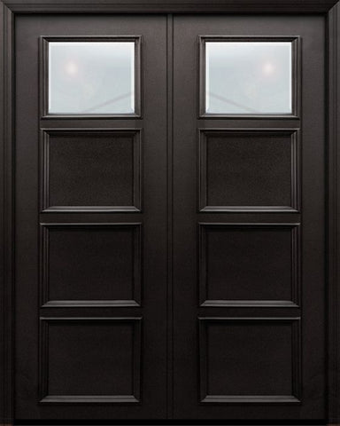 WDMA 60x96 Door (5ft by 8ft) Exterior 96in ThermaPlus Steel 1 Lite 3 Panel Continental Double Door w/ Beveled Glass 1