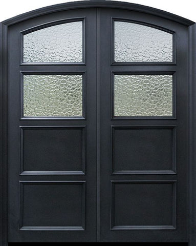 WDMA 60x96 Door (5ft by 8ft) Exterior 96in ThermaPlus Steel 2 panel Arch Top 2 Lite Continental Double Door w/ Textured glass 1