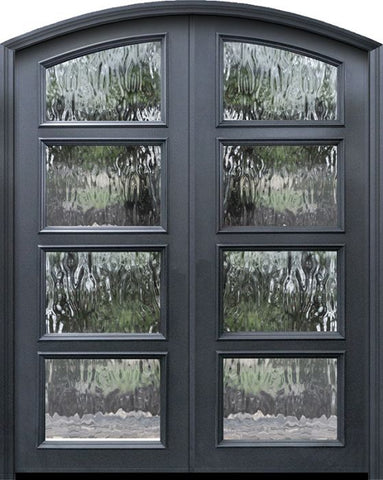 WDMA 60x96 Door (5ft by 8ft) Exterior 96in ThermaPlus Steel Arch Top 4 Lite Continental Double Door w/ Textured glass 1