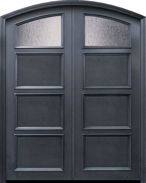 WDMA 60x96 Door (5ft by 8ft) Exterior 96in ThermaPlus Steel 3 panel Arch Top 1 Lite Continental Double Door w/ Textured glass 1