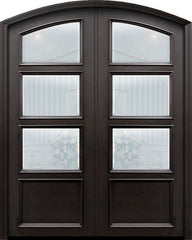 WDMA 60x96 Door (5ft by 8ft) Exterior 96in ThermaPlus Steel 1 panel Arch Top 3 Lite Continental Double Door w/ Beveled Glass 1