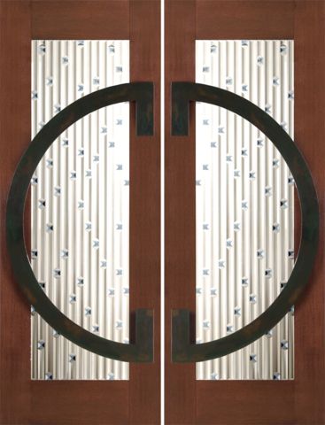 WDMA 60x96 Door (5ft by 8ft) Exterior Mahogany Pair of 2-1/4in Thick Doors Art Glass Iron Work 1