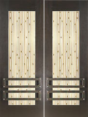 WDMA 60x96 Door (5ft by 8ft) Exterior Mahogany 2-1/4in Thick Double Doors Art Glass Iron Work 1