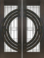 WDMA 60x96 Door (5ft by 8ft) Exterior Mahogany Pair of 2-1/4in Thick Doors Matte Glass Iron Work 1