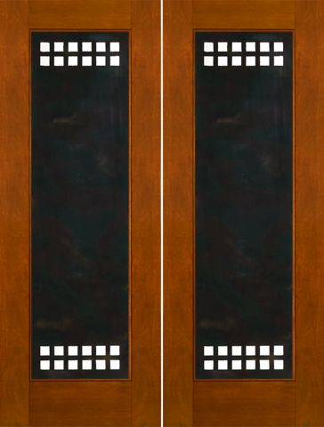 WDMA 60x96 Door (5ft by 8ft) Exterior Mahogany 2-1/4in Thick Modern Double Doors Heavy Iron Work 1