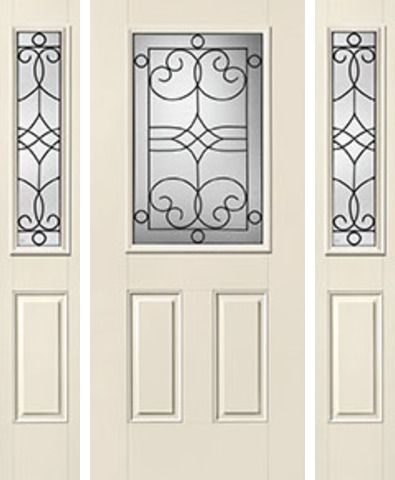 WDMA 62x80 Door (5ft2in by 6ft8in) Exterior Smooth Salinas Half Lite 2 Panel Star Door 2 Sides Half Lite Sidelight 1