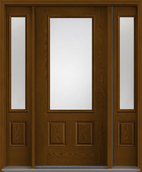 WDMA 62x80 Door (5ft2in by 6ft8in) French Oak Clear 3/4 Lite 2 Panel Fiberglass Exterior Door 2 Sides 1