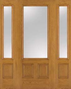 WDMA 62x80 Door (5ft2in by 6ft8in) French Oak Fiberglass Impact Door 3/4 Lite Clear 6ft8in 2 Sidelight 1