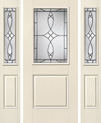 WDMA 62x80 Door (5ft2in by 6ft8in) Exterior Smooth Blackstone Half Lite 1 Panel Star Door 2 Sides Half Lite Sidelight 1