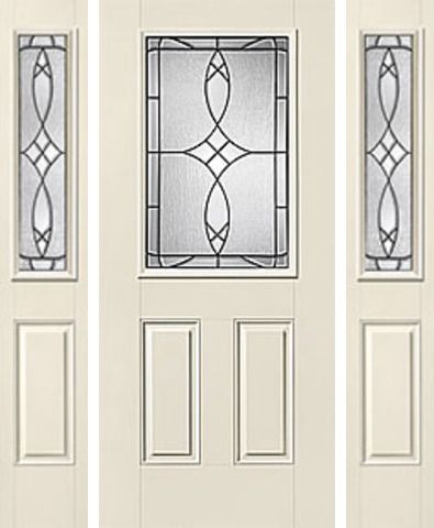 WDMA 62x80 Door (5ft2in by 6ft8in) Exterior Smooth Blackstone Half Lite 2 Panel Star Door 2 Sides Half Lite Sidelight 1
