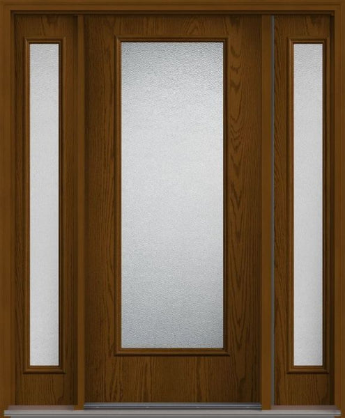 WDMA 62x80 Door (5ft2in by 6ft8in) Exterior Oak Granite Full Lite Flush Fiberglass Door 2 Sides 1