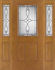 WDMA 62x80 Door (5ft2in by 6ft8in) Exterior Oak Fiberglass Impact Door 1/2 Lite Blackstone 6ft8in 2 Sidelight 1