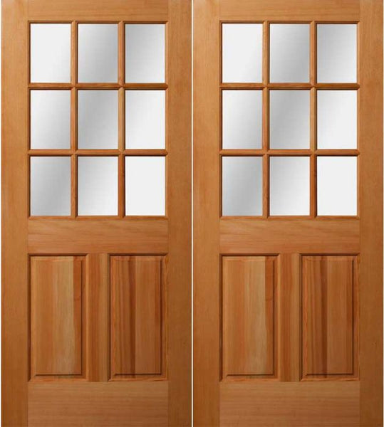 WDMA 64x80 Door (5ft4in by 6ft8in) Exterior Fir 1-3/4in 9 light Double Door 1